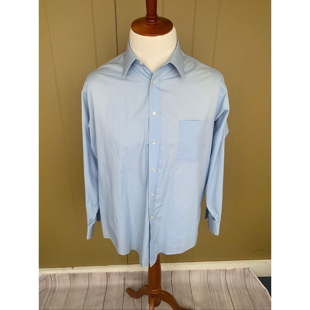 Stafford men 17 neck 34 sleeve button down light blue dress shirt